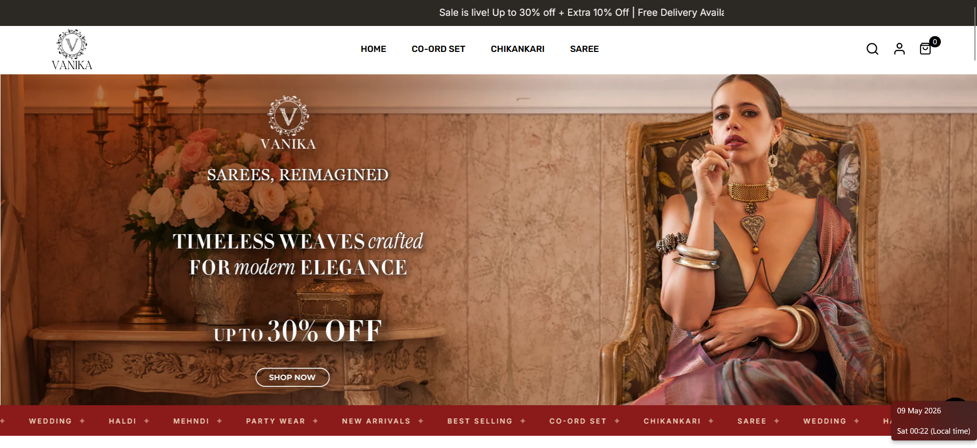 Vanika Fashion website preview.