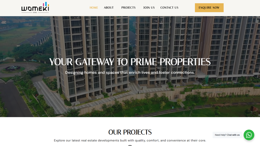 Womeki Infra website preview.